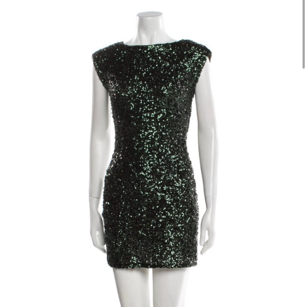 Alice + Olivia Sparkling Green Mini Dress
